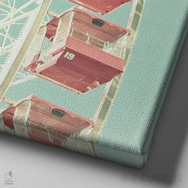 تابلو چرخ و فلک صورتی کمرنگ اثر کارولین مینت - نمای نزدیک بافت بوم