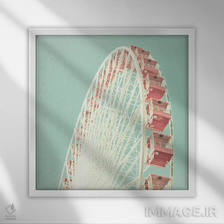 تابلو چرخ و فلک صورتی کمرنگ اثر کارولین مینت - نمای قابدار سفید