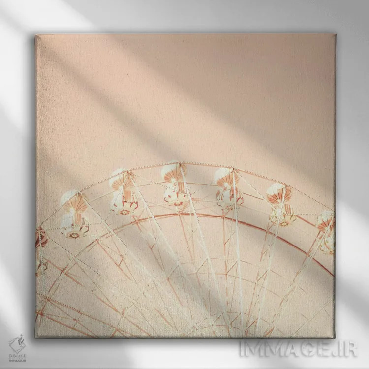 تابلو چرخ و فلک بر فراز آسمان صورتی اثر کارولین مینت - نمای روبهرو روی دیوار