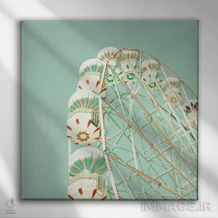 تابلو چرخ و فلک بر فراز آسمان نعناعی اثر کارولین مینت - نمای روبهرو روی دیوار