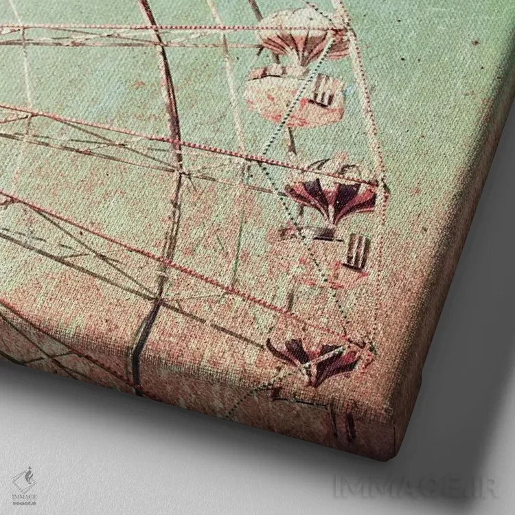 تابلو داستانهای عاشقانهٔ چرخ و فلک اثر کارولین مینت - نمای نزدیک بافت بوم