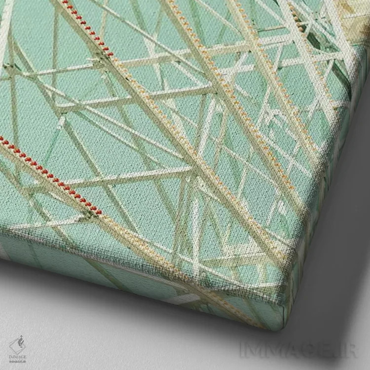 تابلو چرخ و فلک بر فراز آسمان نعناعی اثر کارولین مینت - نمای نزدیک بافت بوم