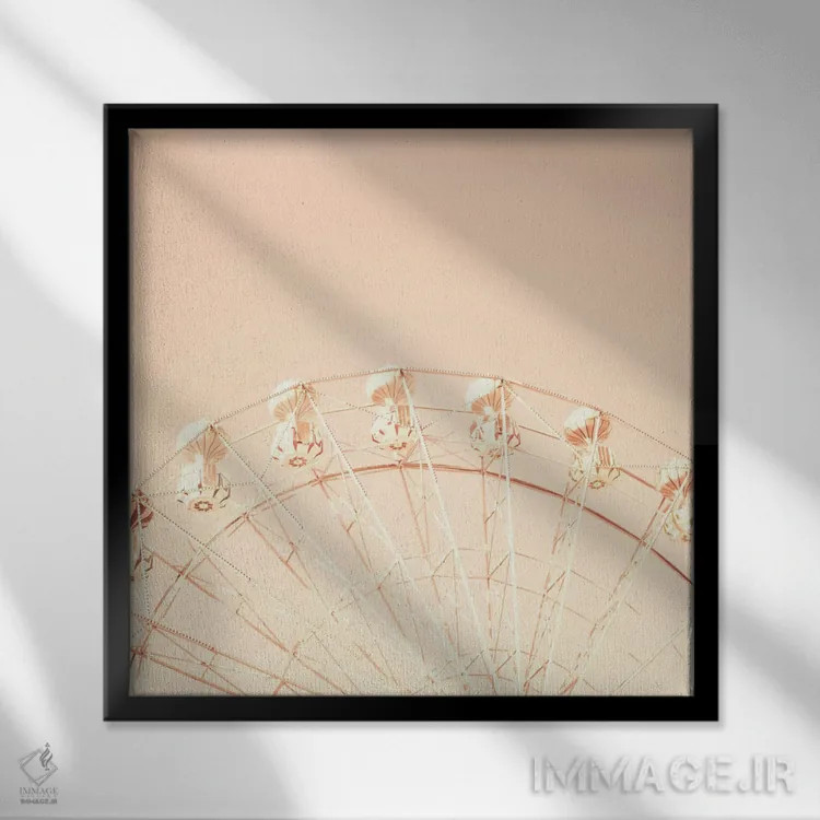 تابلو چرخ و فلک بر فراز آسمان صورتی اثر کارولین مینت - نمای قابدار مشکی