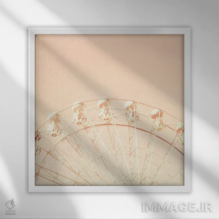 تابلو چرخ و فلک بر فراز آسمان صورتی اثر کارولین مینت - نمای قابدار سفید