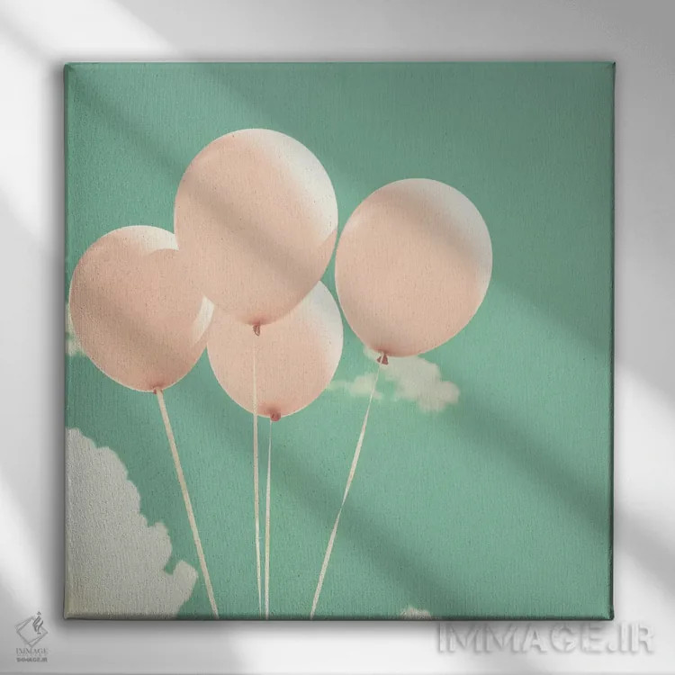 تابلو بادکنکهای شاد در آسمان اثر کارولین مینت - نمای روبهرو روی دیوار
