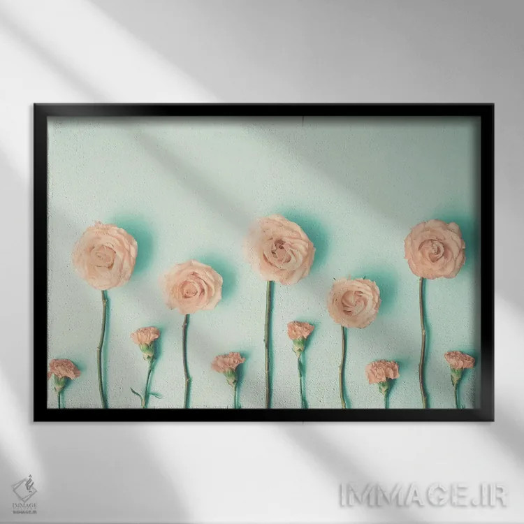 تابلو گلهای در حال رشد اثر کارولین مینت - نمای قابدار مشکی