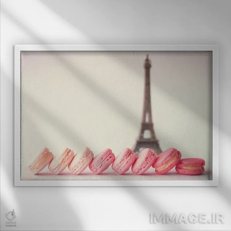 تابلو ماکارونهای فرانسوی اثر کارولین مینت - نمای قابدار سفید