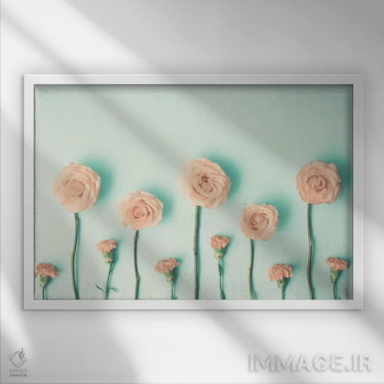 تابلو گلهای در حال رشد اثر کارولین مینت - نمای قابدار سفید