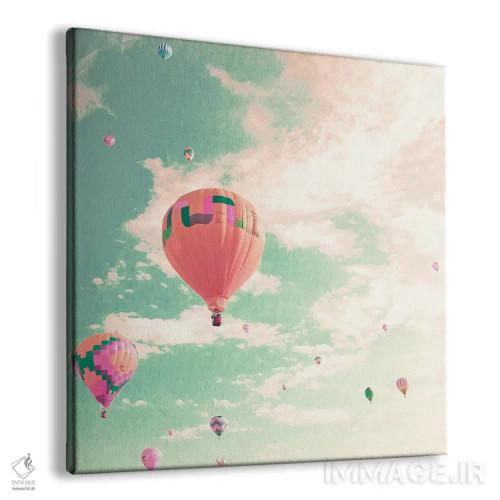 تابلو بالونهای هوای گرم بر فراز آسمان نعناعی اثر کارولین مینت - نمای پرسپکتیو محصول