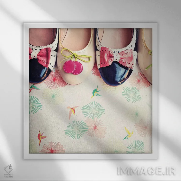 تابلو کفشهای شاد اثر کارولین مینت - نمای قابدار سفید