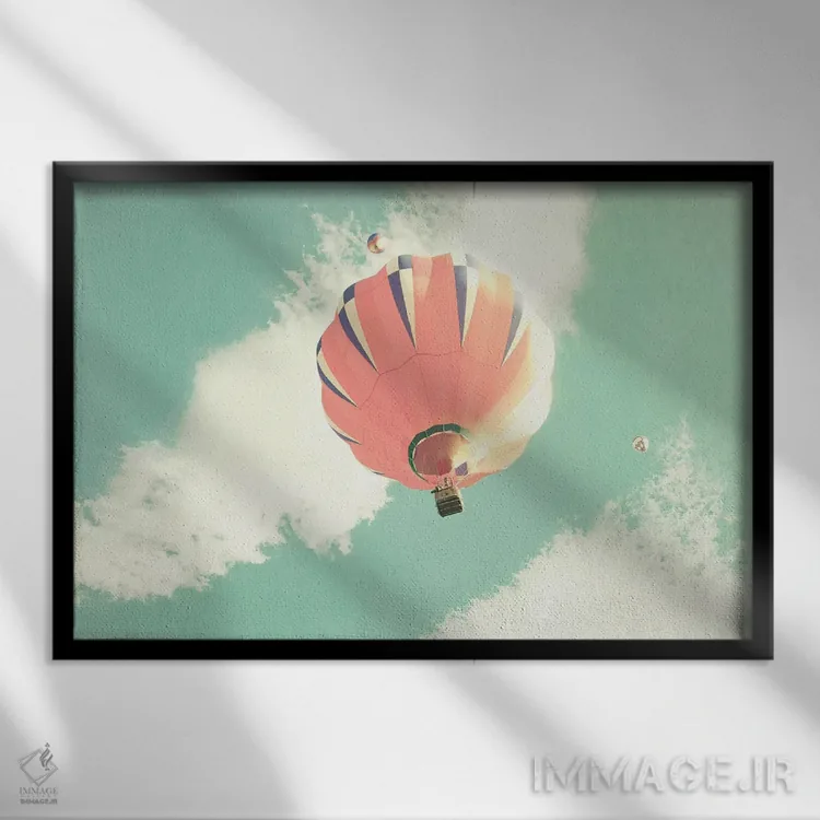تابلو بالون هوای گرم اثر کارولین مینت - نمای قابدار مشکی