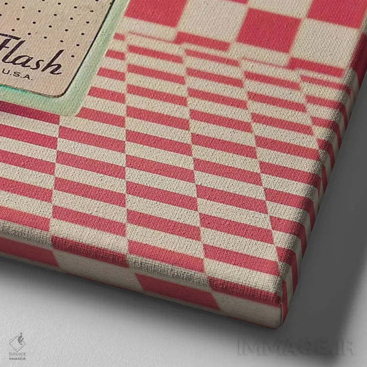 تابلو دوربین رترو نعناعی اثر کارولین مینت - نمای نزدیک بافت بوم