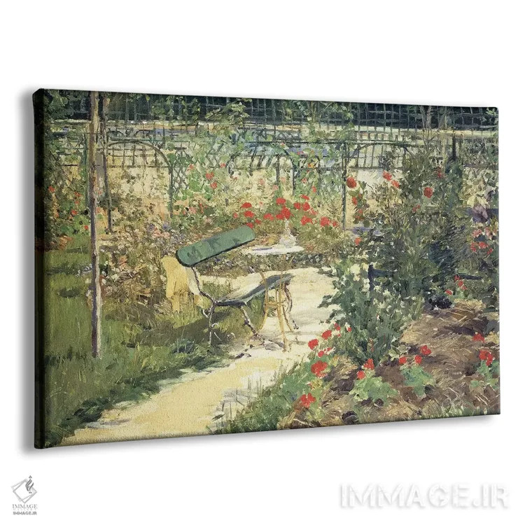 تابلو 1881,نیمکت در باغ ورسای، ۱۸۸۱ اثر ادوارد مانه (نقاش معروف فرانسوی) - نمای پرسپکتیو محصول