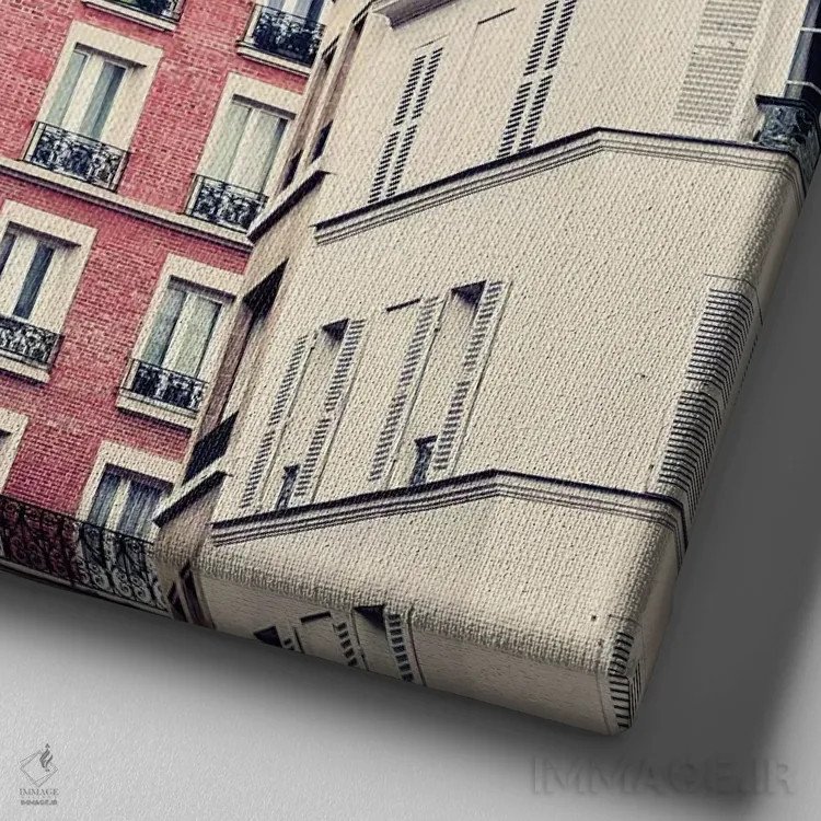 تابلو مونمارتر (محلهٔ پاریس) اثر کارولین مینت - نمای نزدیک بافت بوم