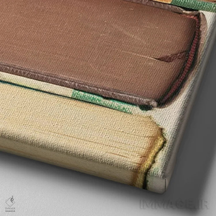 تابلو کتابهای قدیمی اثر کارولین مینت - نمای نزدیک بافت بوم