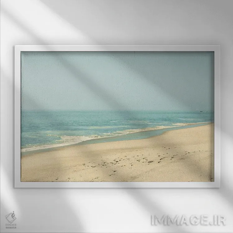 تابلو صبح در ساحل اثر کارولین مینت - نمای قابدار سفید