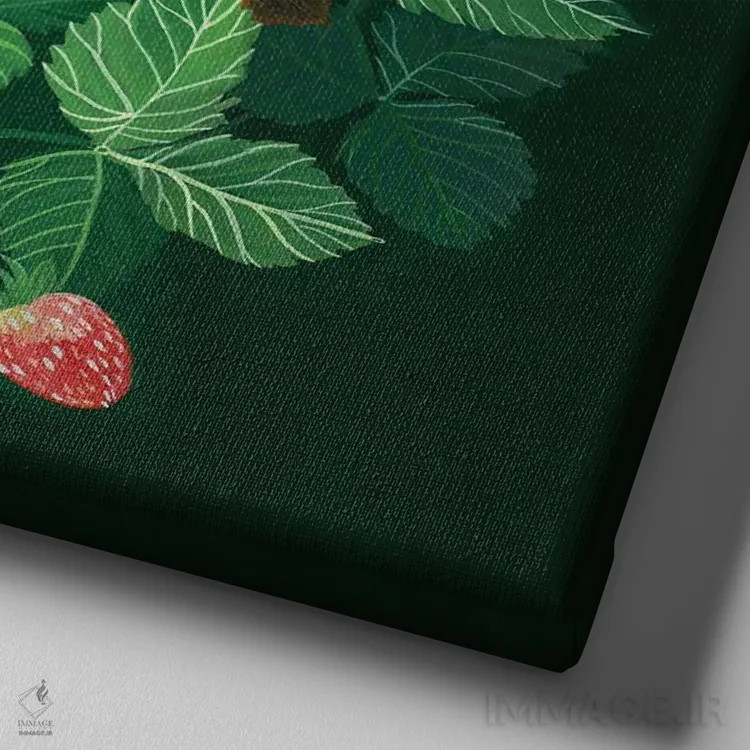 تابلو روباه توتفرنگی اثر کلارا مکآلیستر - نمای نزدیک بافت بوم