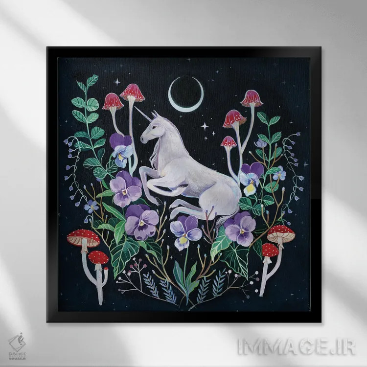 تابلو باغ تکشاخ اثر کلارا مکآلیستر - نمای قابدار مشکی