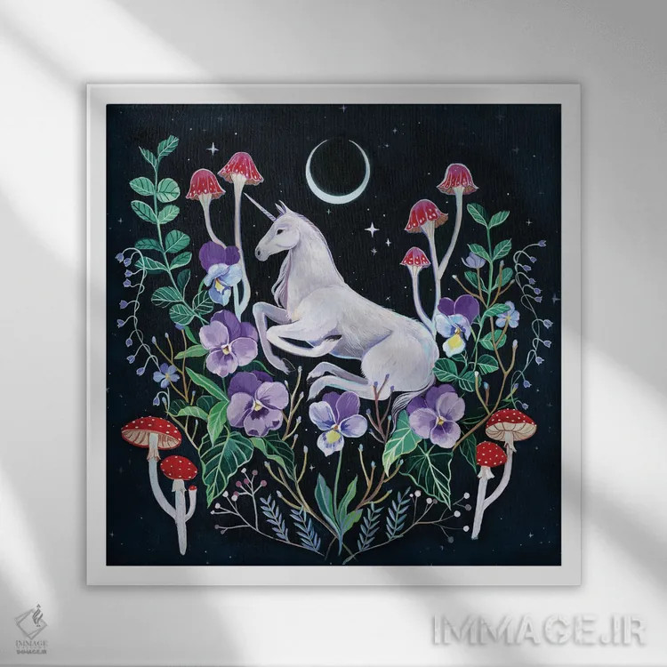 تابلو باغ تکشاخ اثر کلارا مکآلیستر - نمای قابدار سفید