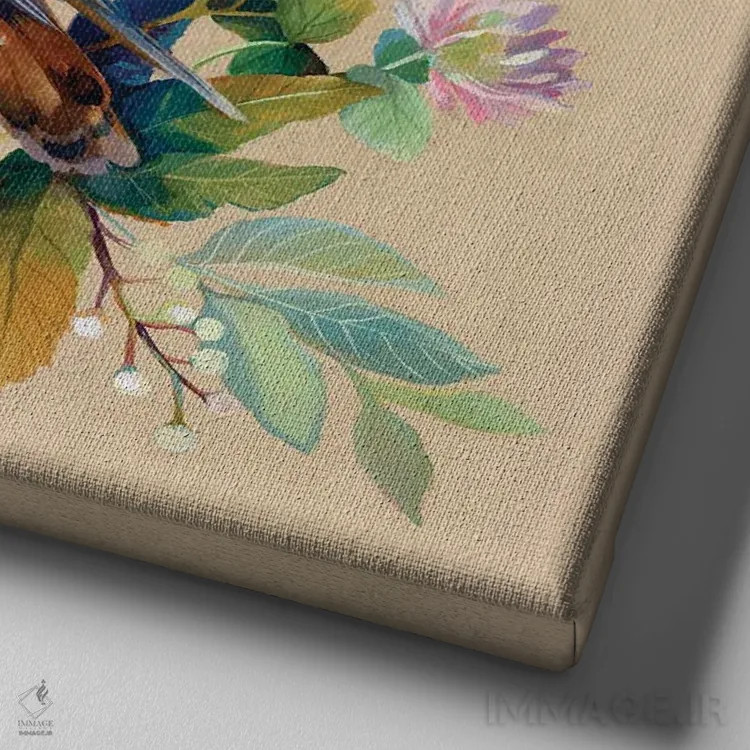 تابلو شاهین گلدار اثر کلارا مکآلیستر - نمای نزدیک بافت بوم