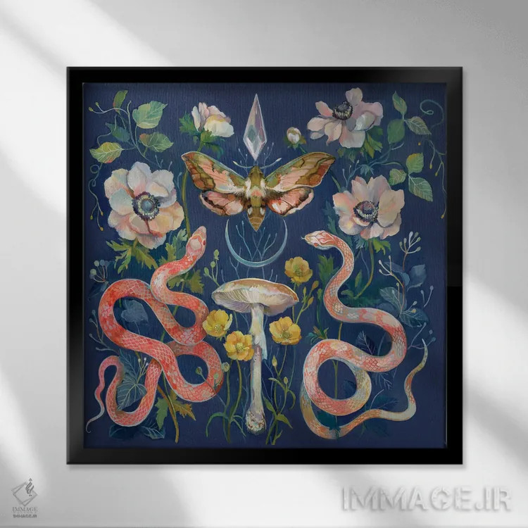 تابلو مارها، شبپره کریستالی اثر کلارا مکآلیستر - نمای قابدار مشکی