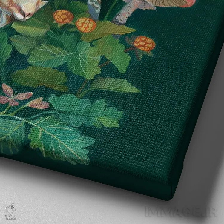 تابلو باغ قارچ با بزها اثر کلارا مکآلیستر - نمای نزدیک بافت بوم