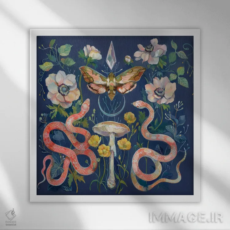 تابلو مارها، شبپره کریستالی اثر کلارا مکآلیستر - نمای قابدار سفید