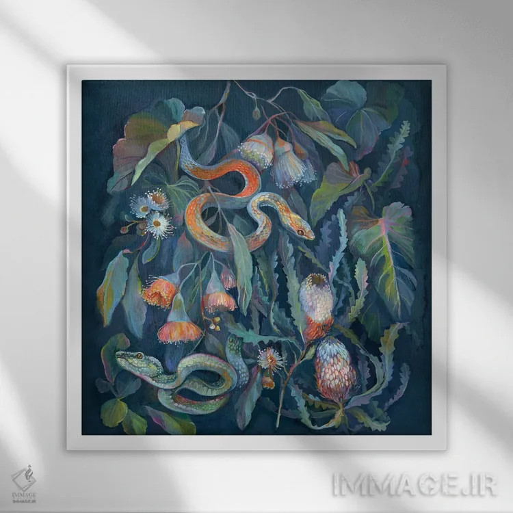 تابلو مارهای گرمسیری اثر کلارا مکآلیستر - نمای قابدار سفید