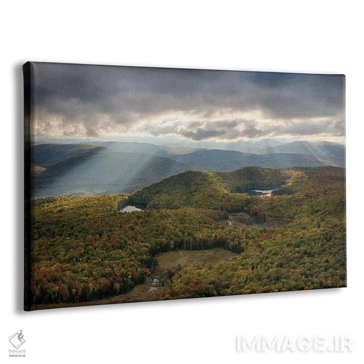 تابلو New York State. Autumn sunrays in the mountains, Adirondack Mountains.,آمریکا، ایالت نیویورک. پرتوهای خورشید پاییزی در کوههای آدیرونداک اثر کریس موری - نمای پرسپکتیو محصول