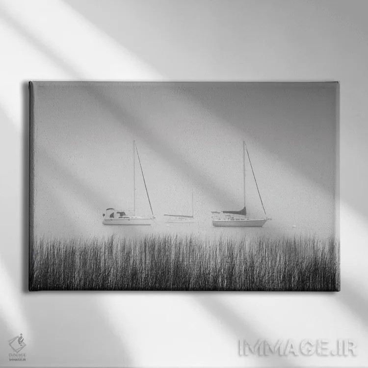 تابلو New York State. Three sailboats, St. Lawrence River, Thousand Islands.,آمریکا، ایالت نیویورک. سه قایق بادبانی در رودخانه سنت لارنس، هزار جزیره اثر کریس موری - نمای روبهرو روی دیوار