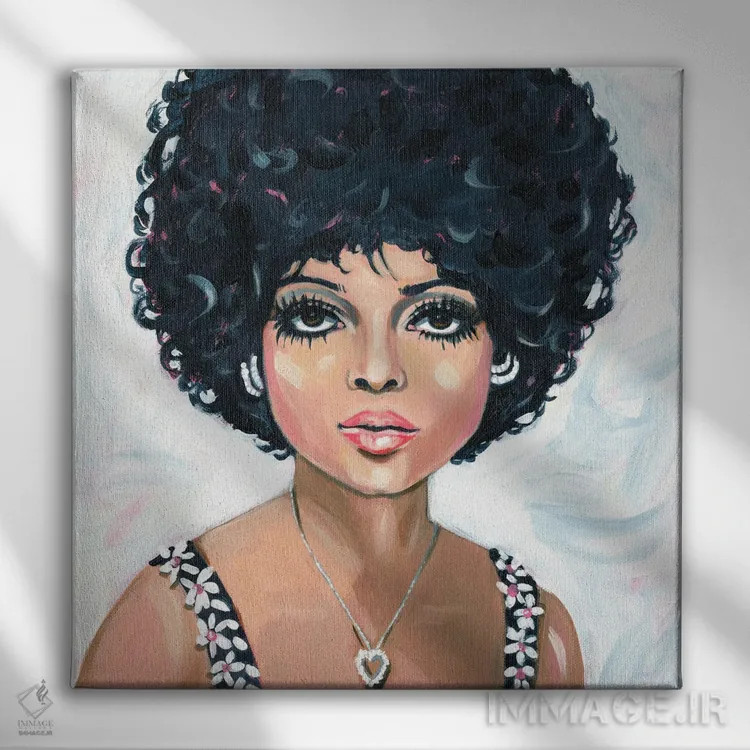 تابلو دیانا راس (خواننده آمریکایی) اثر کتی مینگوس - نمای روبهرو روی دیوار