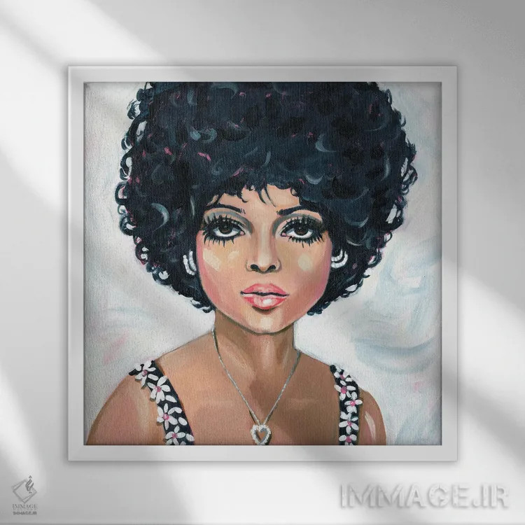 تابلو دیانا راس (خواننده آمریکایی) اثر کتی مینگوس - نمای قابدار سفید