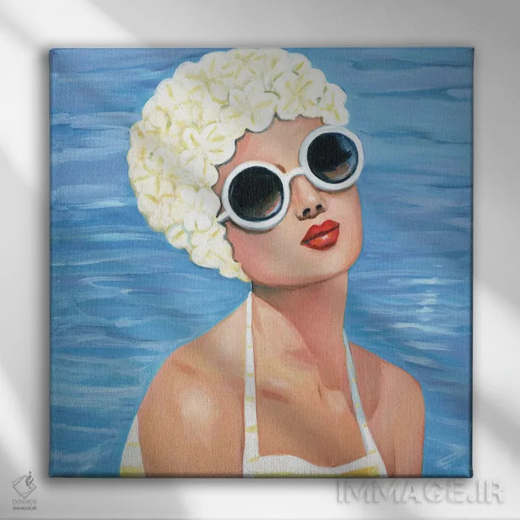 تابلو شنا به سبک قدیمی اثر کتی مینگوس - نمای روبهرو روی دیوار