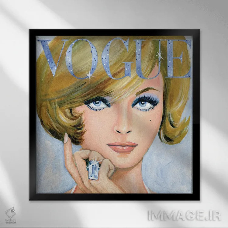 تابلو جلد ووگ با تزئینات قدیمی و درخشان (مد) اثر کتی مینگوس - نمای قابدار مشکی