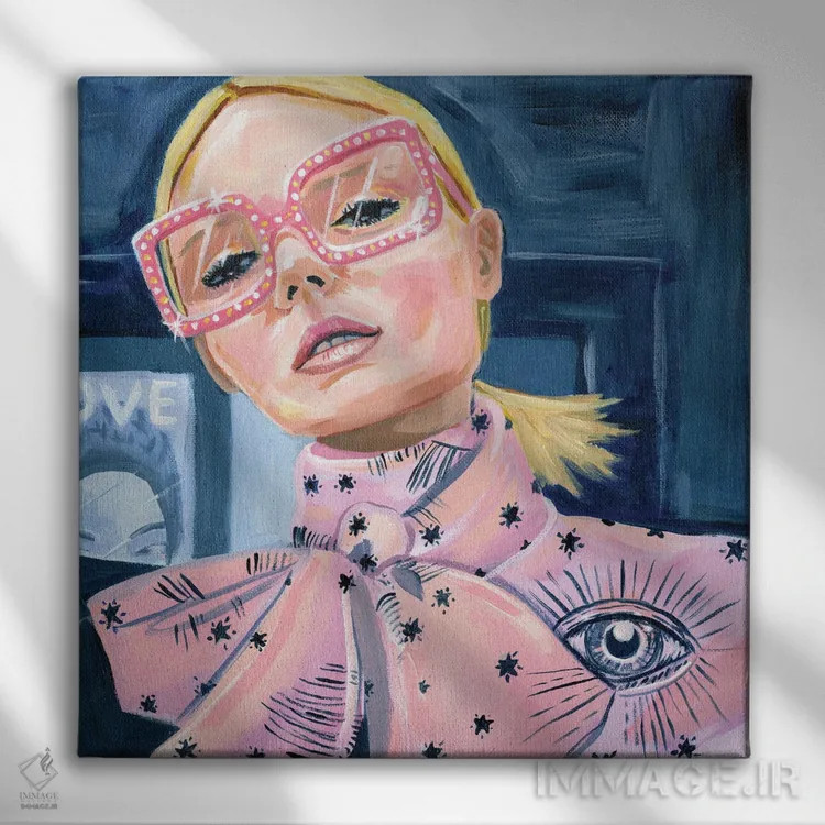 تابلو درخشش صورتی اثر کتی مینگوس - نمای روبهرو روی دیوار