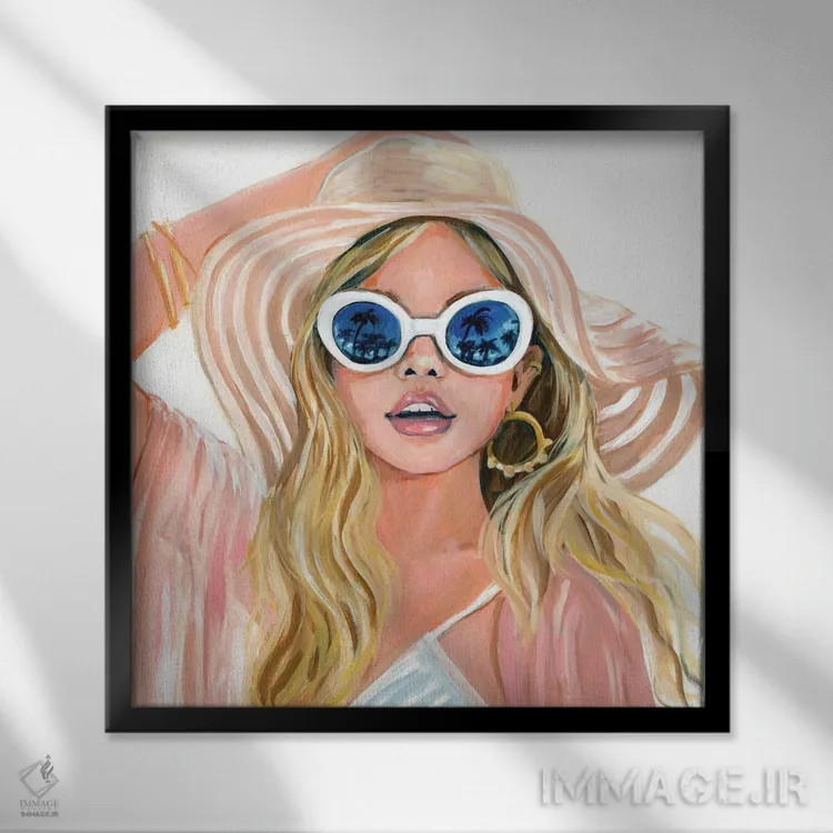 تابلو روز ساحل اثر کتی مینگوس - نمای قابدار مشکی