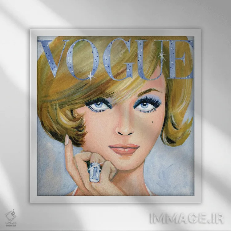 تابلو جلد ووگ با تزئینات قدیمی و درخشان (مد) اثر کتی مینگوس - نمای قابدار سفید