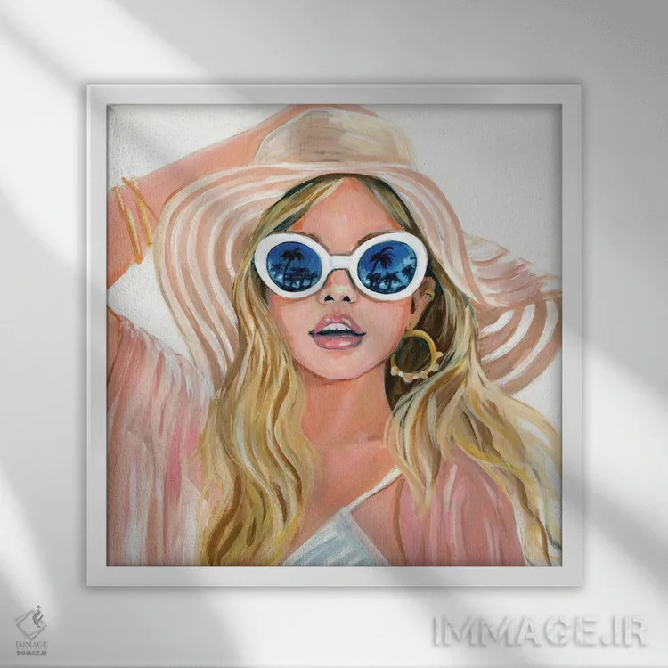 تابلو روز ساحل اثر کتی مینگوس - نمای قابدار سفید