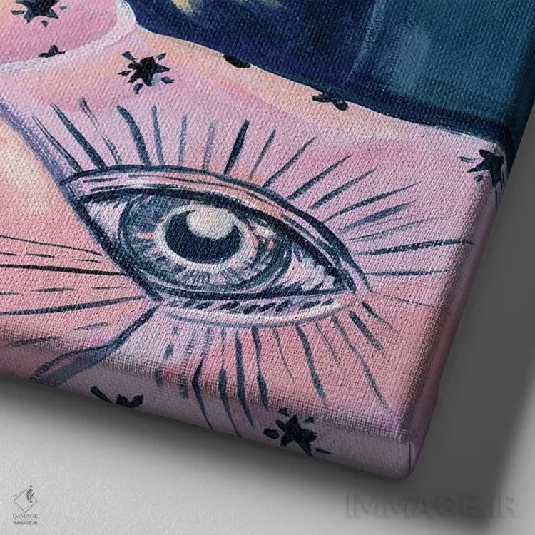 تابلو درخشش صورتی اثر کتی مینگوس - نمای نزدیک بافت بوم