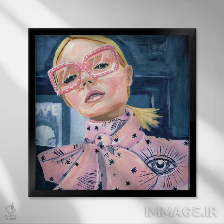 تابلو درخشش صورتی اثر کتی مینگوس - نمای قابدار مشکی