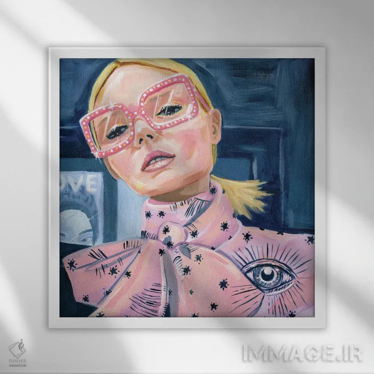 تابلو درخشش صورتی اثر کتی مینگوس - نمای قابدار سفید