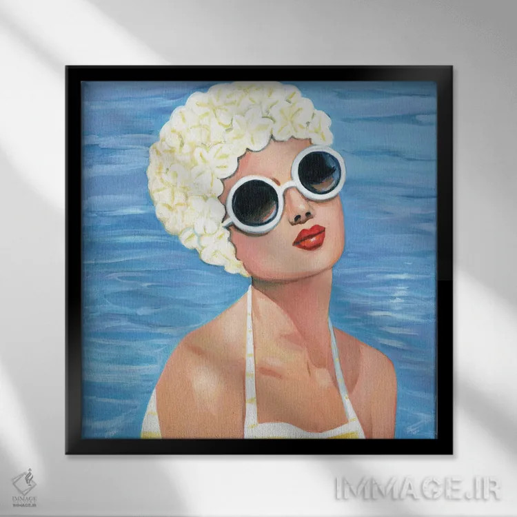 تابلو شنا به سبک قدیمی اثر کتی مینگوس - نمای قابدار مشکی