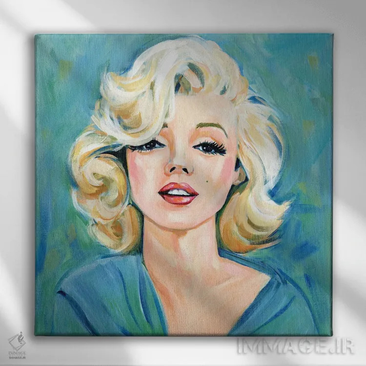 تابلو مرلین مونرو به سبک پاستل اثر کتی مینگوس - نمای روبهرو روی دیوار