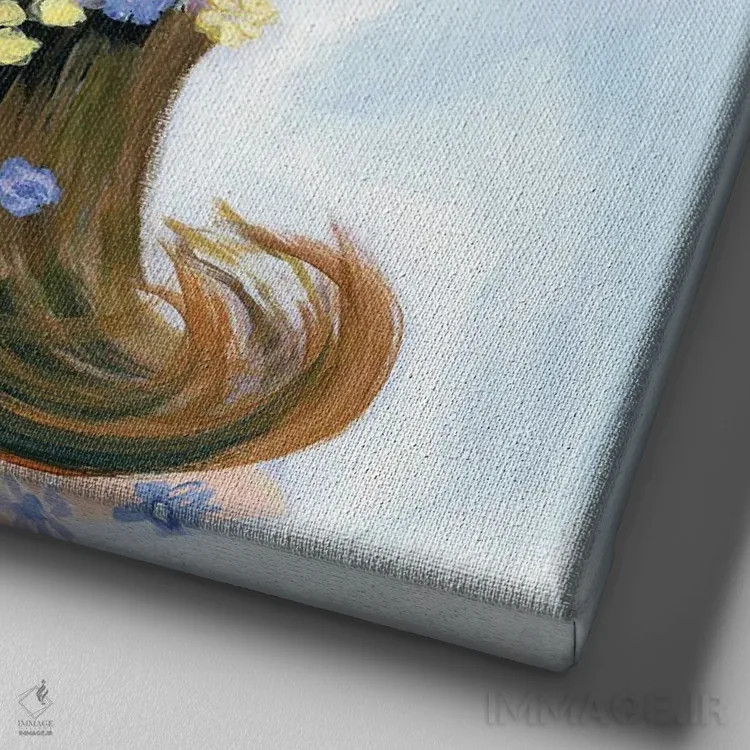 تابلو گلها در موهایش اثر کتی مینگوس - نمای نزدیک بافت بوم