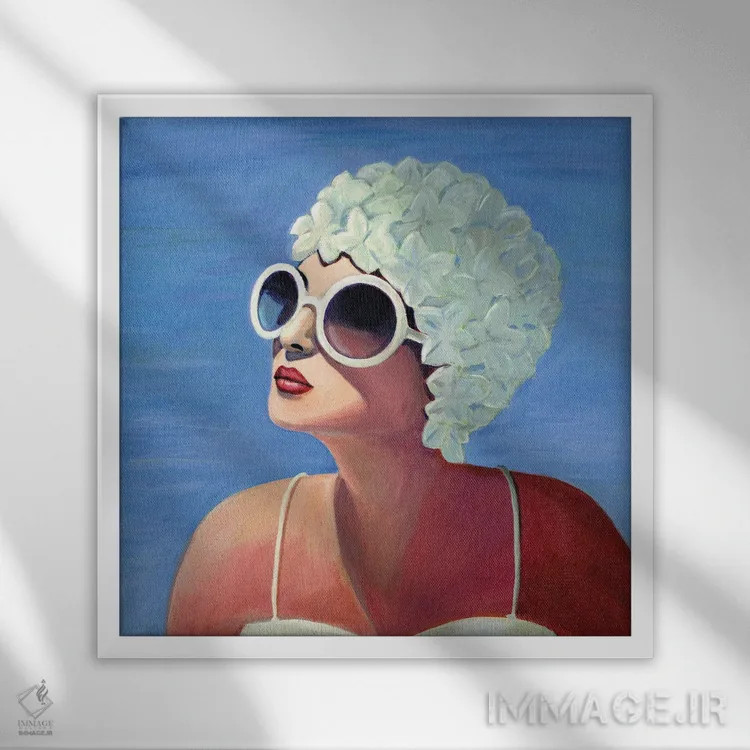 تابلو ویوین برای شنا میرود اثر کتی مینگوس - نمای قابدار سفید