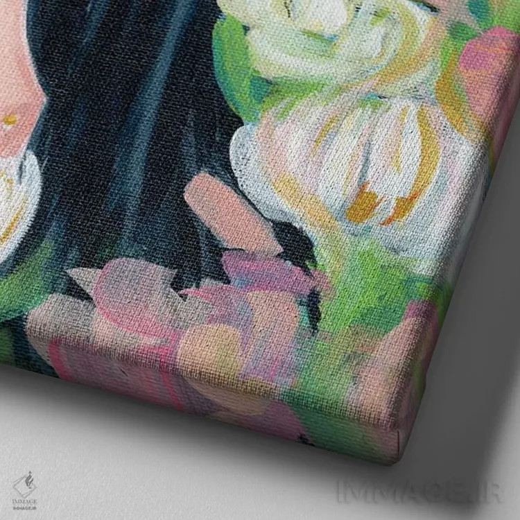 تابلو مزرعه گلها اثر کتی مینگوس - نمای نزدیک بافت بوم