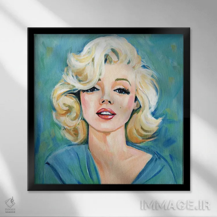 تابلو مرلین مونرو به سبک پاستل اثر کتی مینگوس - نمای قابدار مشکی