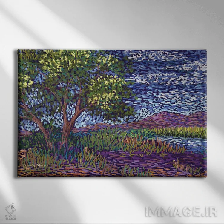 تابلو سایه کنار رودخانه اثر کندی مایر - نمای روبهرو روی دیوار