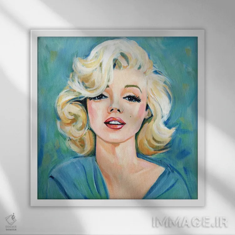 تابلو مرلین مونرو به سبک پاستل اثر کتی مینگوس - نمای قابدار سفید