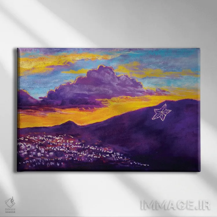 تابلو ستارهٔ الپاسو بر کوه اثر کندی مایر - نمای روبهرو روی دیوار